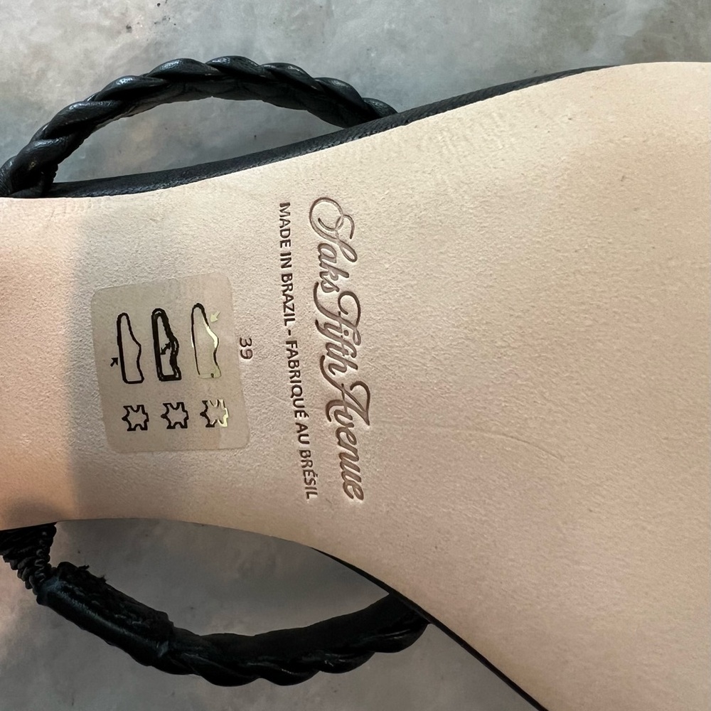 Saks Fifth Avenue Black Braided Strap Women's Sandals size 7.5 - Picture 6 of 13